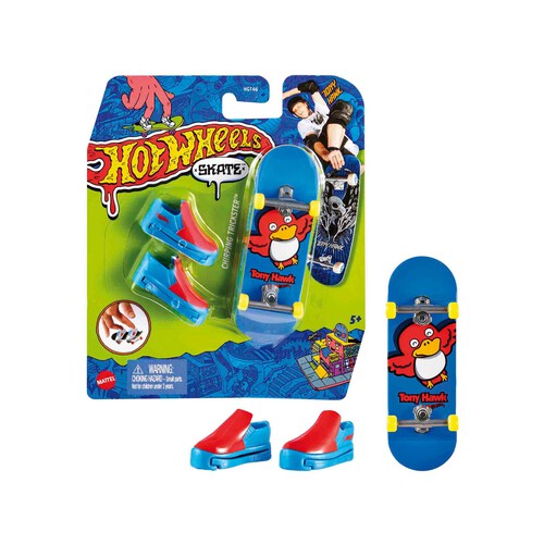 HOT WHEELS Monopatín de juguete Tabla de skate con zapatillas para dedos, modelos surtidos, +5 años (MATTEL HGT46)