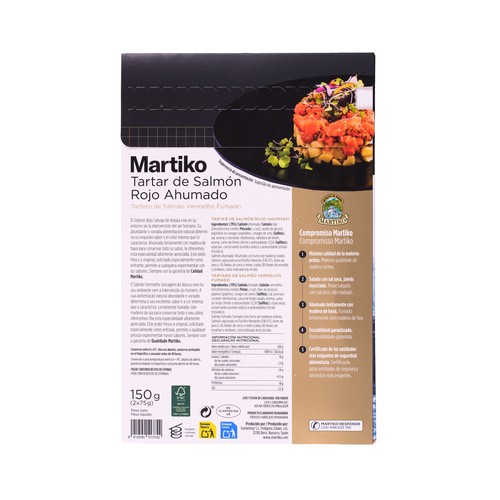 MARTIKO Tartar de salmón de Alaska ahumado 2x75 g. 