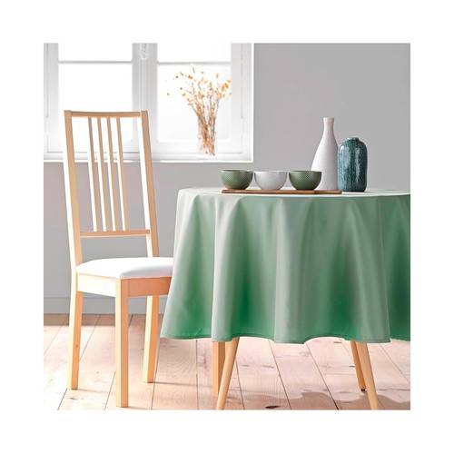 Mantel liso poliester redondo 180cm verde. U10