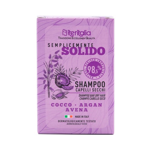 ITERITALIA Champú sólido con coco, argán y avena, para cabellos grasos ITERITALIA 85 g.