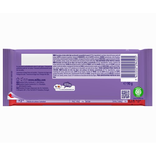 MILKA Chocolate con leche y galleta Lotus Biscoff 90 gr.