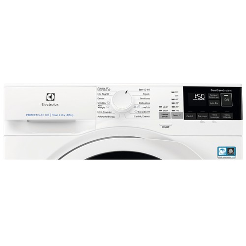 Lavadora secadora ELECTROLUX EW7W4858OB, capacidad lavado/secado: 8KG-5KG, clasificación energética: E, 1400 rpm, H: 84,7cm, A: 59,7cm, F: 55,1cm.