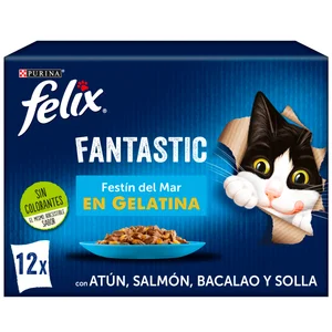 FELIX Comida para gatos húmeda a base de pescado 12 uds x 85 gr