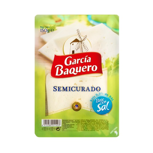 GARCÍA BAQUERO Queso semicurado en lonchas reducido en sal GARCÍA BAQUERO 150 g.