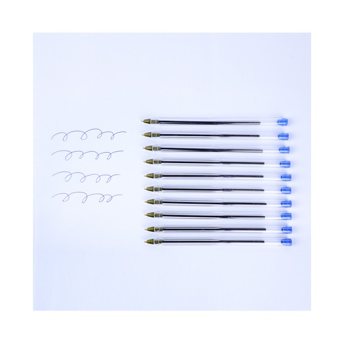 Pack 10 bolígrafos capuchón azules recargable. ALCAMPO