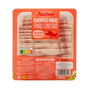 Imagen de AUCHAN Chopped de pavo sin gluten y sin lactosa, cortado en finas lonchas 200 g. Producto Alcampo