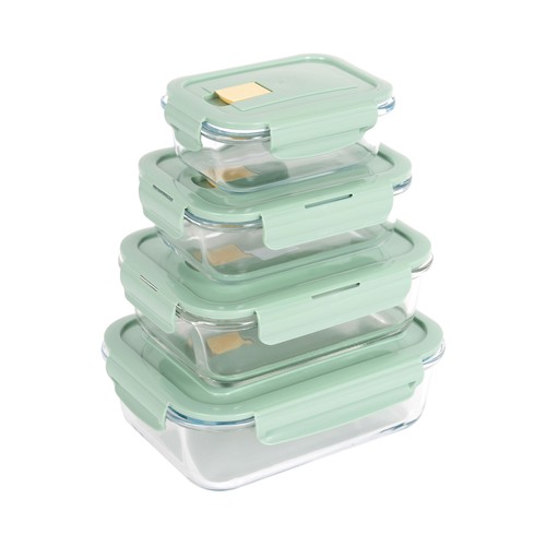 Set 4 tuppers herméticos. 0,35-0,6-0,95-1,4l boro. Con tapa. TARBERSEO