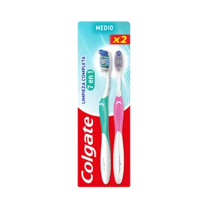 COLGATE Limpieza completa 7 en 1 Cepillo de dientes medio para una limpieza completa 2 uds.