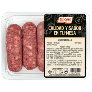 EMCESA Bandeja de chorizos criollos elaborados sin gluten 400 g.