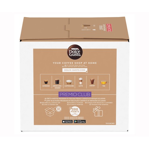DOLCE GUSTO Café en cápsulas cortado descafeinado 30 uds. 186 g.