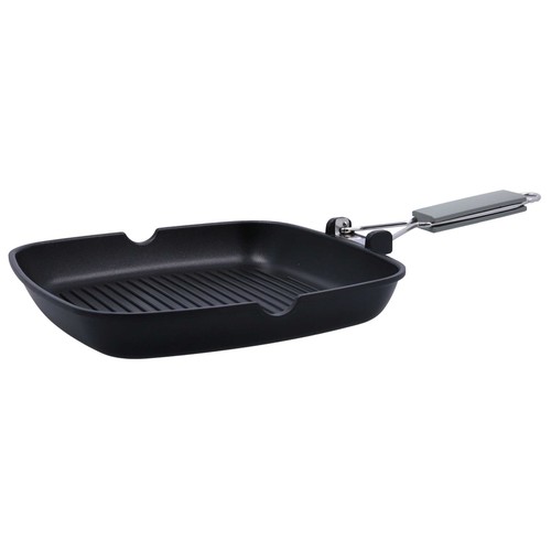 Asador plegable de aluminio fundido de 28x28cm, apto para inducción, BIDASOA