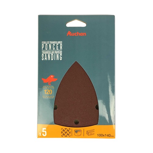 Set 5 discos abrasivos para metal 120g, AUCHAN