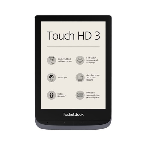 Libro electrónico 5,25 cm (6") POCKETBOOK Touch HD 3, color gris metálico.