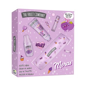 THE FRUIT COMPANY Neceser para mujer con colonia, aceite labial y crema de manos, con aroma a moras.