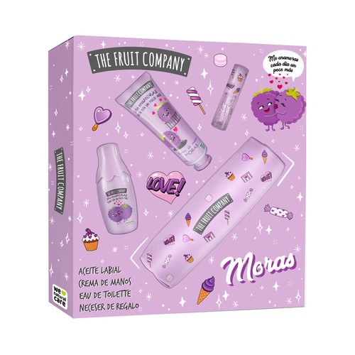 THE FRUIT COMPANY Neceser para mujer con colonia, aceite labial y crema de manos, con aroma a moras.