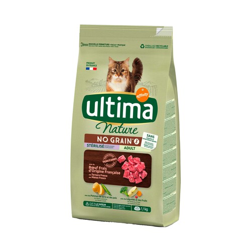 ULTIMA Alimento para gatos esterilizados con buey fresco ULTIMA NATURE 1,1 kg.