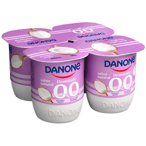 DANONE Yogur natural desnatado  sin azúcares añadidos 4 x 120 g.