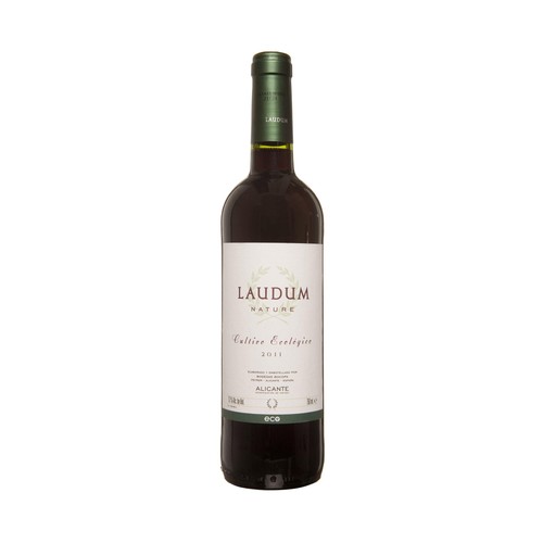 Vino tinto ecológico con denominación de origen.Alicante LAUDUM botella de 75 cl.