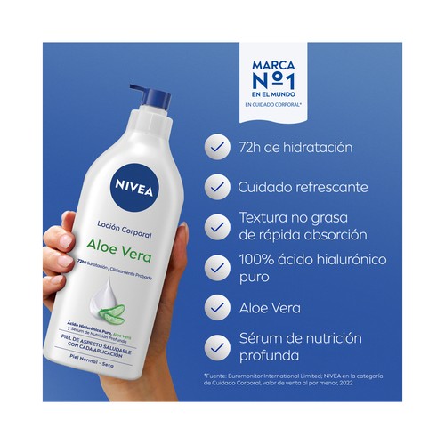 NIVEA Loción corporal hidratante con aloe vera, para pieles normales a secas 625 ml.