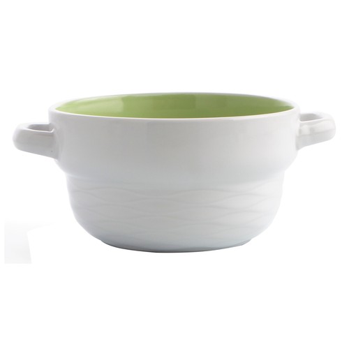 Bol de sopa de gres con capacidad de 0,5 litros de color blanco y verde, QUID