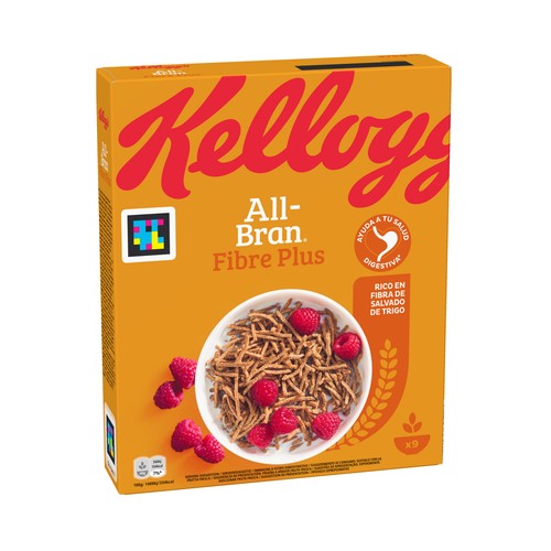 KELLOGG"S All bran plus  Cereales de fibra de salvado de trigo 375 g.