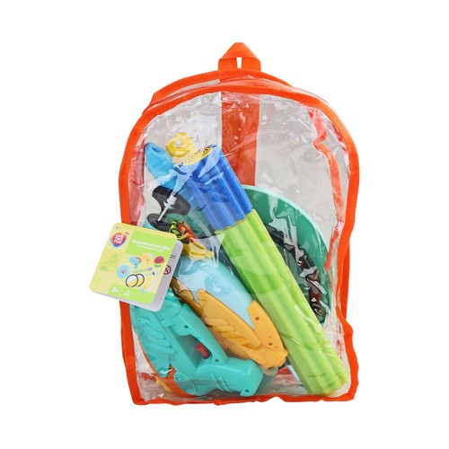 Mochila juegos de verano con 2 espadas de burbujas. ONE TWO FUN