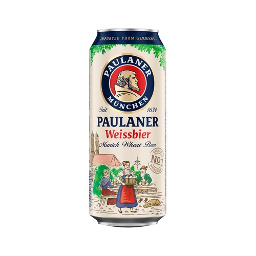 PAULANER Weissbier Cerveza de trigo alemana lata de 500 ml.