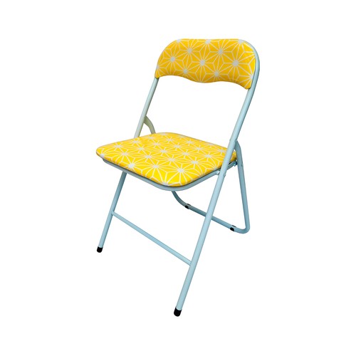 Silla plegable de pvc color amarilla con tubo blanco, CAMILLO RIGAMONTI