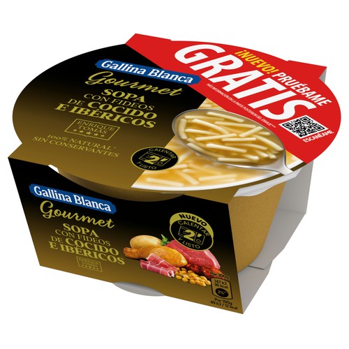 GALLINA BLANCA Gourmet Sopa con fideos de cocido e ibéricos (Enrique Tomas) 300 g.