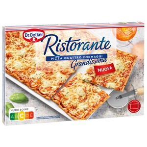 Imagen de DR. OETKER Ristorante grandissima Pizza congelada de masa fina 4 quesos (Mozazarella, Edam, Emmental, Azul) 560 g.
