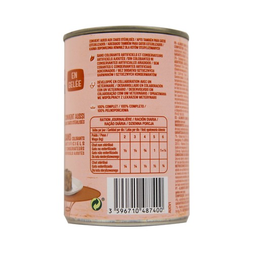 PRODUCTO ALCAMPO Comida para gatos a base de carne de caza 400 g.