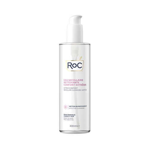 Agua micelar desmaquillante para cara y ojos, especial pieles sensibles ROC 400 ml.