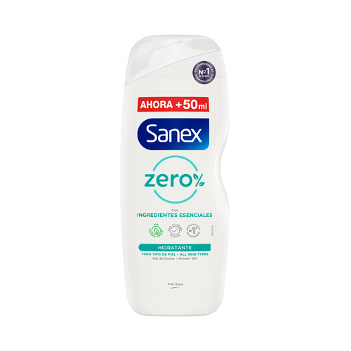 SANEX Gel de ducha o baño hidratante para todo tipo de pieles SANEX Zero% 600 ml.