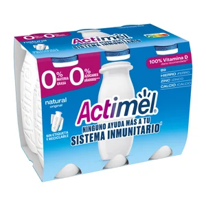 ACTIMEL Leche fermentada con Lcasei, 0% materia grasa y sabor natural de Danone 6 x 100 g.
