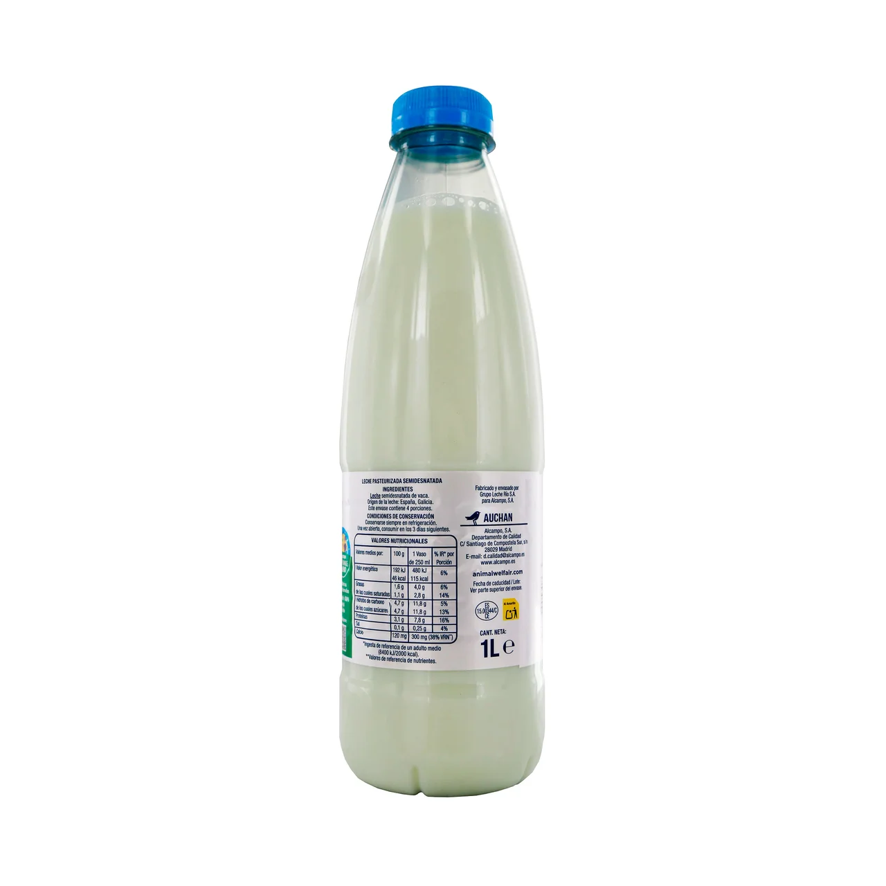 ALCAMPO CULTIVAMOS LO BUENO Leche de vaca semidesnatada fresca, de origen española 1 l.