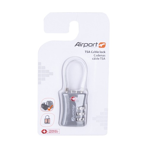 Candado de combinación gris con cable, AIRPORT ALCAMPO.