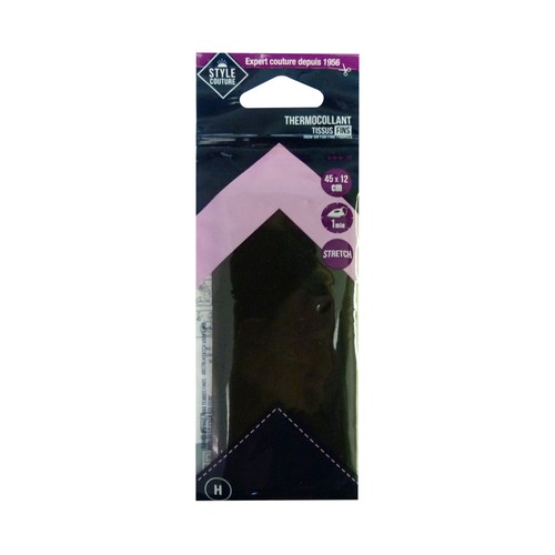 Reparador termoadhesivo para telas de punto color negro, 45x12cm., STYLE.