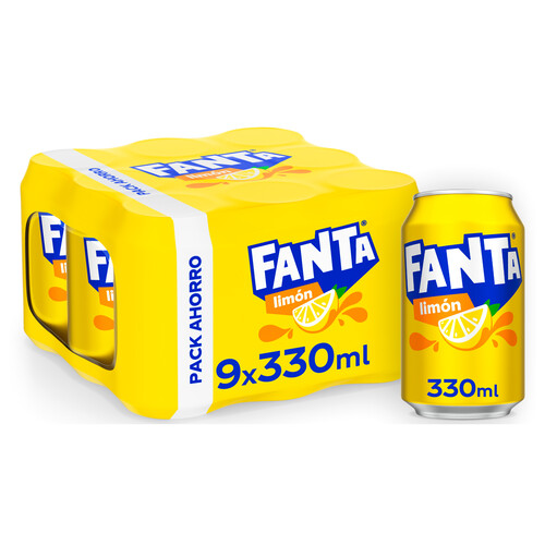 FANTA Refresco de limón pack de 9 latas x 33 cl.
