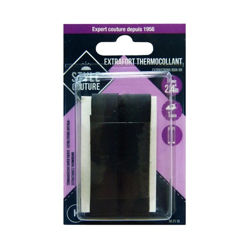 Cinta negra termoadhesiva extra fuerte, 14mm x 2,4m, STYLE.