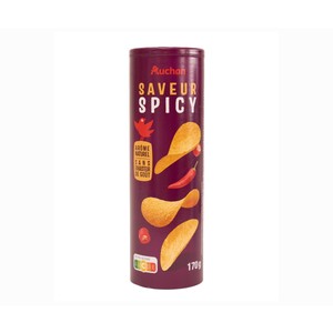 PRODUCTO ALCAMPO Patatas con forma de teja y sabor picante 170 g.