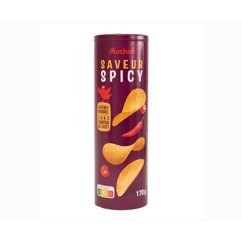 PRODUCTO ALCAMPO Patatas con forma de teja y sabor picante 170 g.