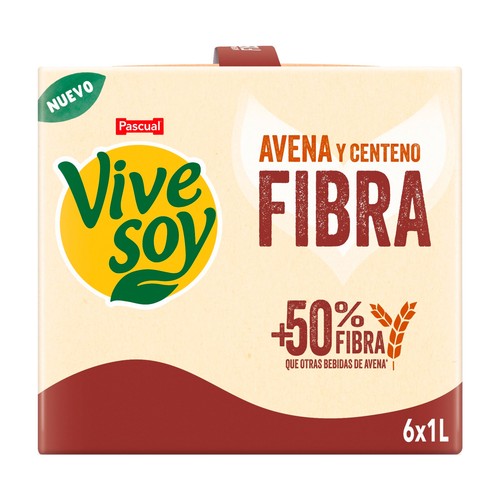 VIVESOY Bebida de avena y centeno rica en fibra Caja 6 X 1 l.