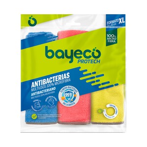 Imagen de BAYECO Protect Bayetas multiusos xl (40 x 35) de microfibra 100% y acción antibacterias 3 uds.