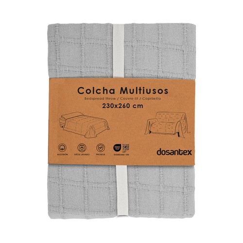 Colcha multiusos 230x260cm cuadros, 70% algodón, 30% poliéster. TEXTILES DOSAN