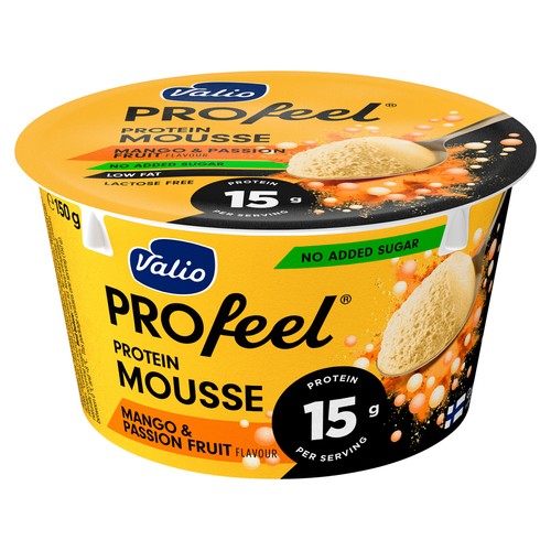 VALIO Mousse proteica de mango y fruta de la pasión 150 g.