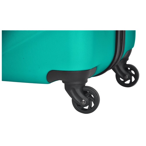 Maleta de cabina rígida de color verde turquesa de 55 cm y 4 ruedas ABS, AIRPORT ALCAMPO.
