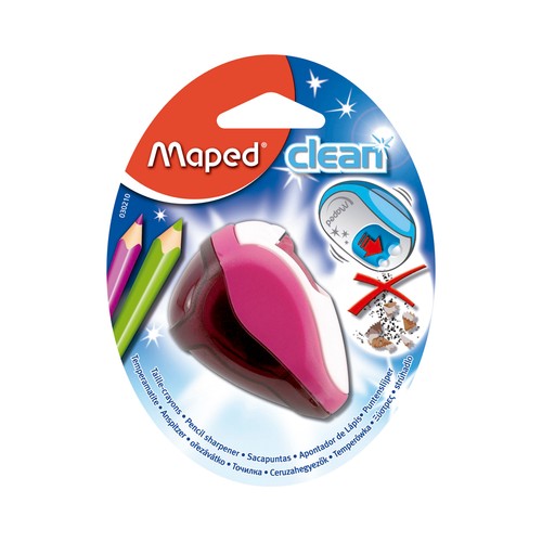 Sacapuntas con 2 agujeros con cierre automático y apertura mediante la presión del lápiz MAPED.