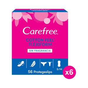 Imagen de CAREFREE Salvaslips sin fragancia CAREFREE Cotton flexiform 56 uds.