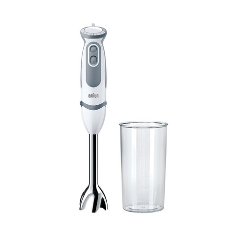 Batidora de mano con brazo de acero inoxidable BRAUN Minipimer 5 Vario MQ 5200, 1000W, 21 velocidades, incluye vaso medidor.