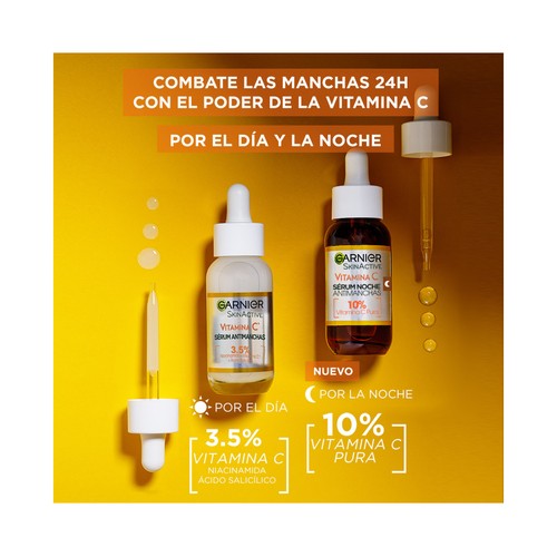 GARNIER Skin active Sérum de noche antimanchas con vitamina C 30 ml.